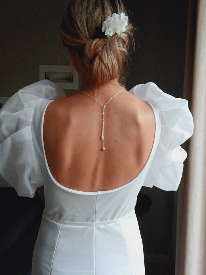 Bijou Dos Nu Mariée Argenté Avec Perles De Culture, Collier: Doré L'atelier du 6