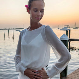 Blouse de mariée Olimpia B104 – soie transparente – dos ouvert
