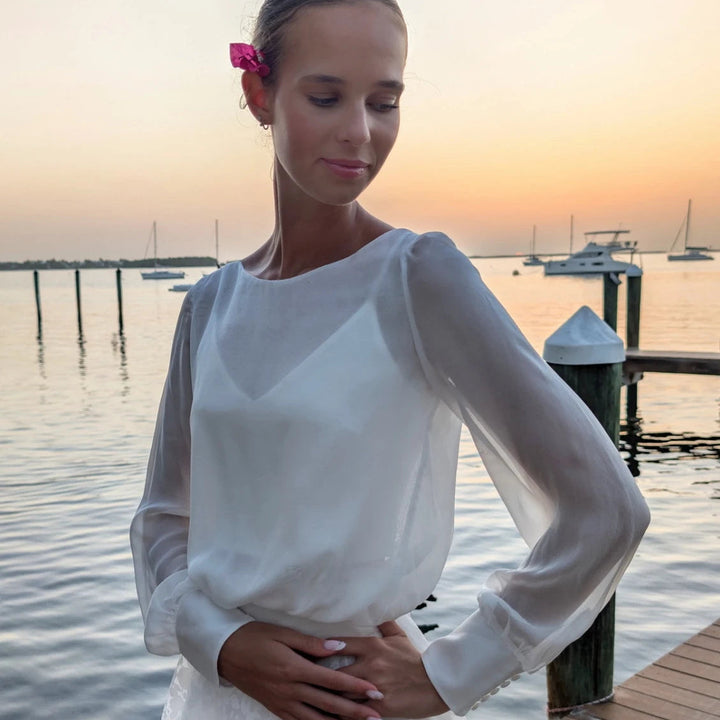 Blouse de mariée Olimpia B104 soie transparente dos ouvert Novias
