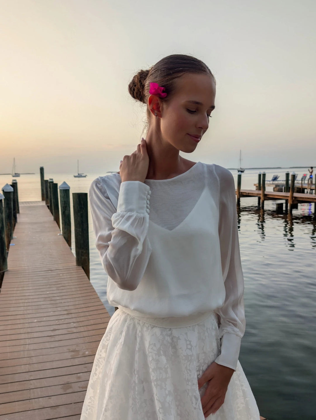 Blouse de mariée Olimpia B104 soie transparente dos ouvert Novias vue 2