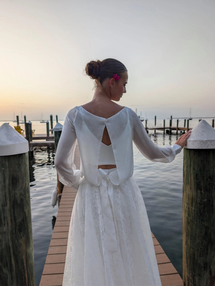 Blouse de mariée Olimpia B104 soie transparente dos ouvert Novias vue 4
