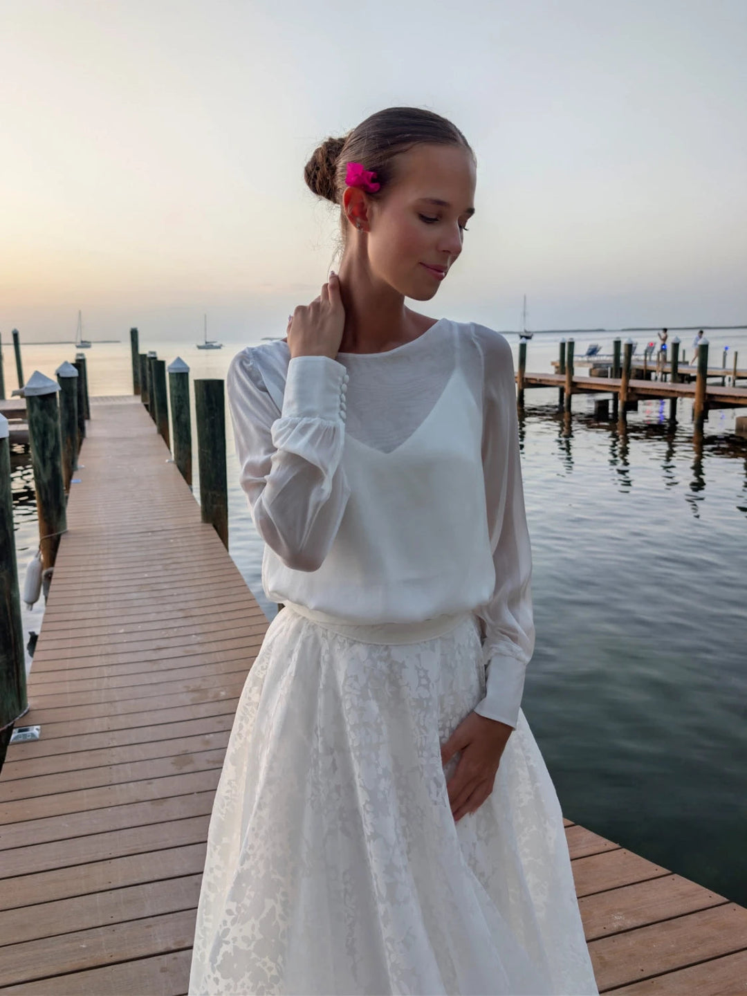 Blouse de mariée Olimpia B104 soie transparente dos ouvert Novias vue 5