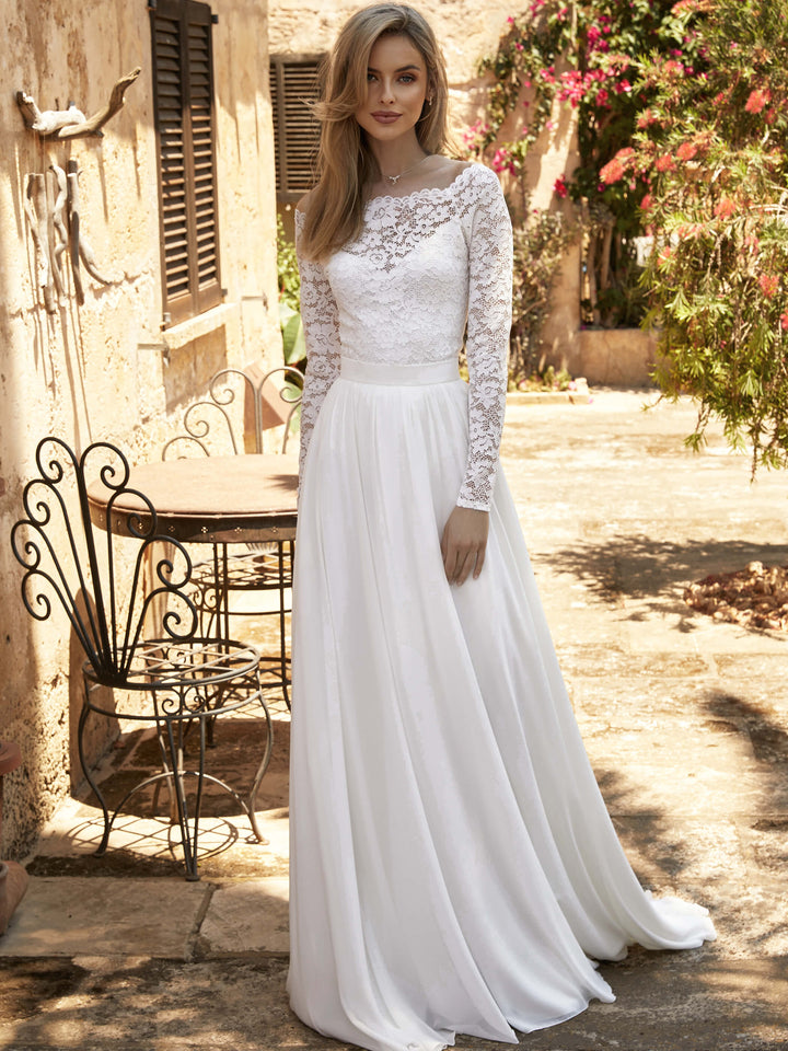 BODY DE MARIÉE E400 EN DENTELLE IVOIRE – MANCHES LONGUES Bianco Evento