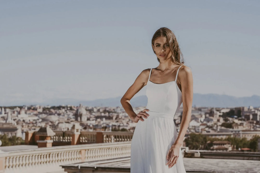 Body de mariée Roberta BD35 crêpe lisse fines bretelles Novias vue 3
