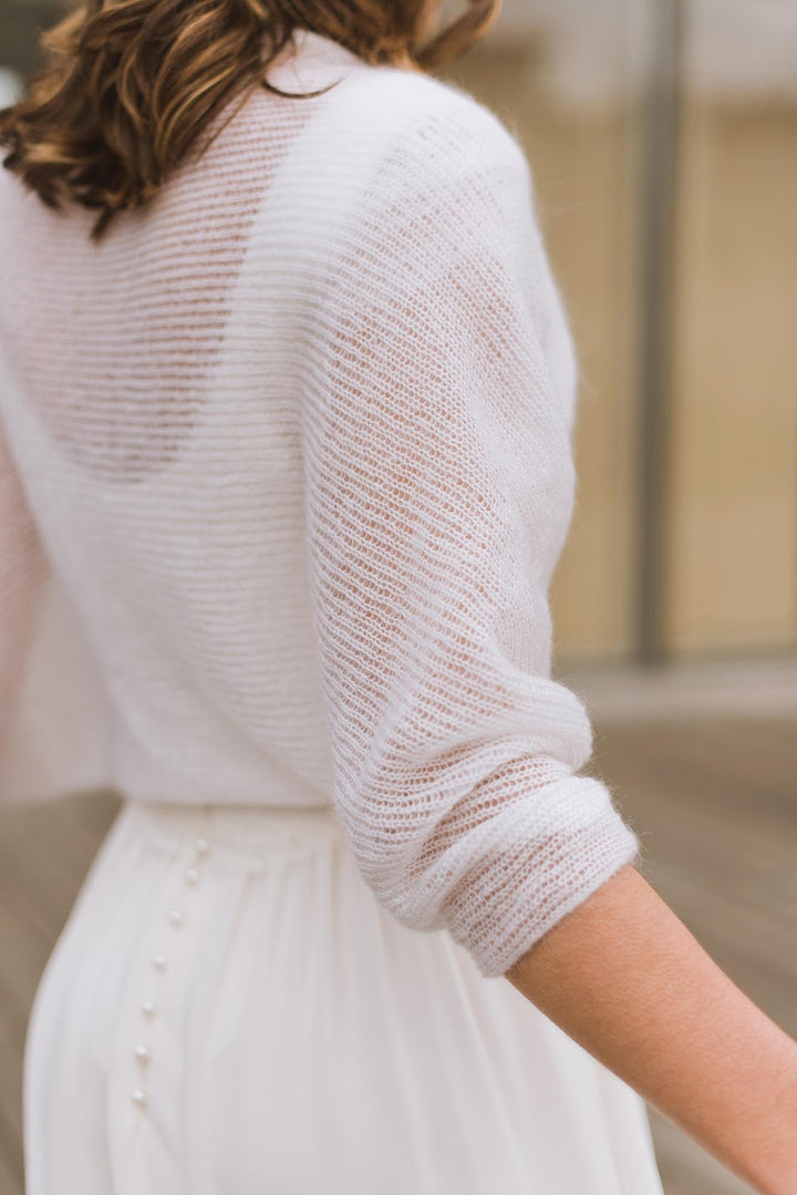 Boléro de mariée Classique Nodi Atelier, tricot artisanal français