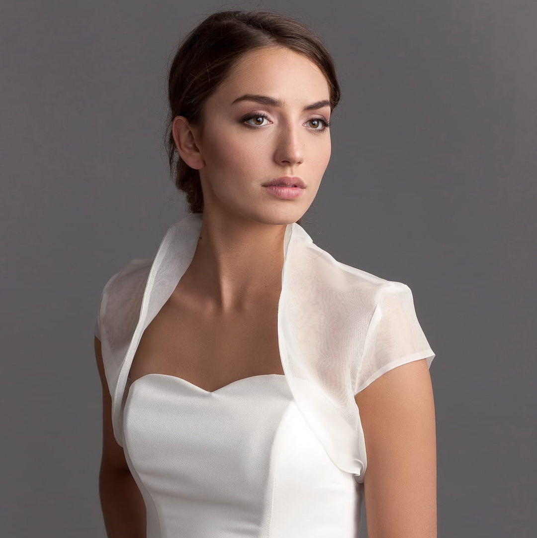 Boléro de mariée Fjolla B4 en organza, style papillon
