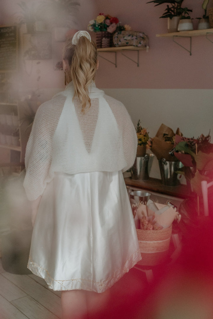 Boléro de mariée Flocon, vue de trois quarts