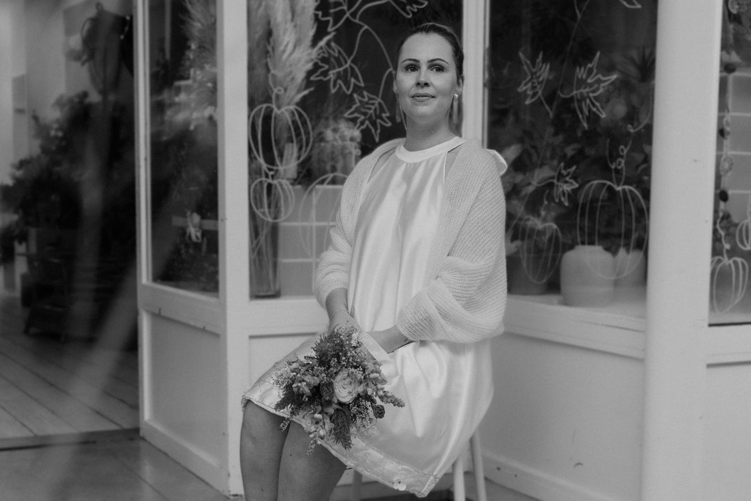 Boléro mariage Flocon Nodi Atelier en blanc ivoire