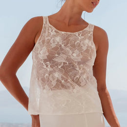 Boléro de mariée Iliana BK123 – dentelle française – sans manches
