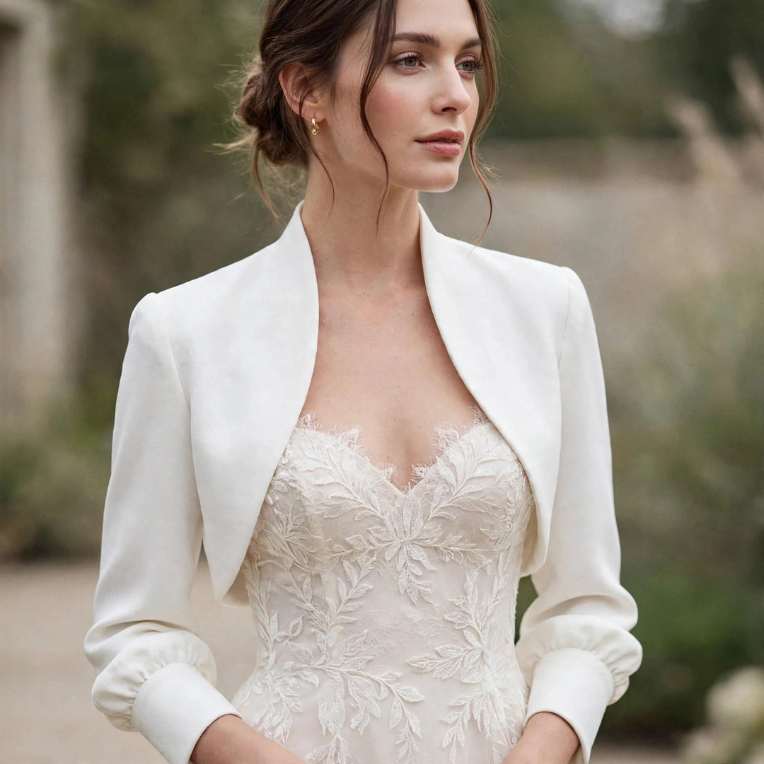 Boléro de mariée court en Crêpe — Itaka B97 Novias