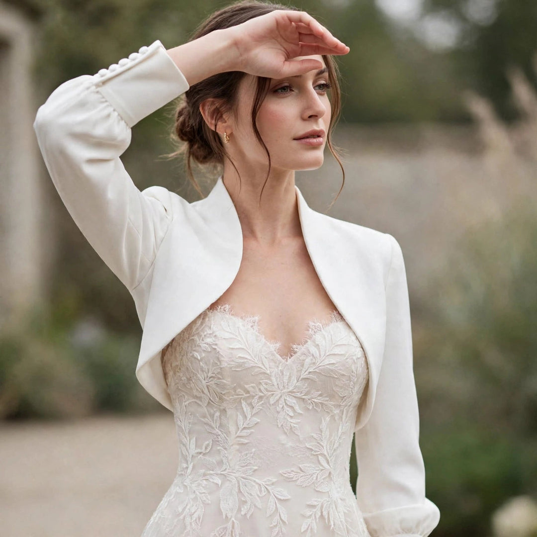 Boléro de mariée court en Crêpe — Itaka B97 Novias