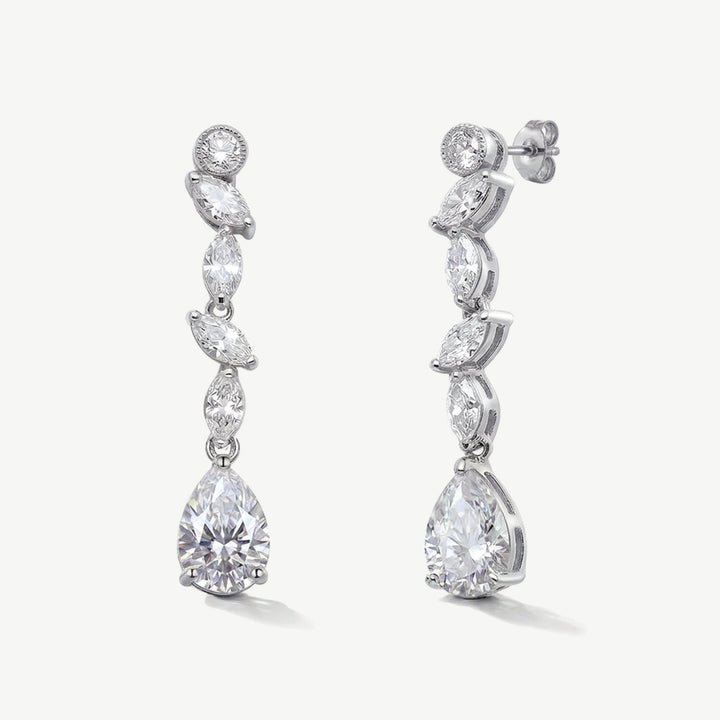 Boucles d'oreilles de mariée Andorra zircons marquise rhodium