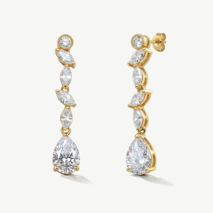 Boucles d'oreilles de mariée Andorra zircons marquise dorées