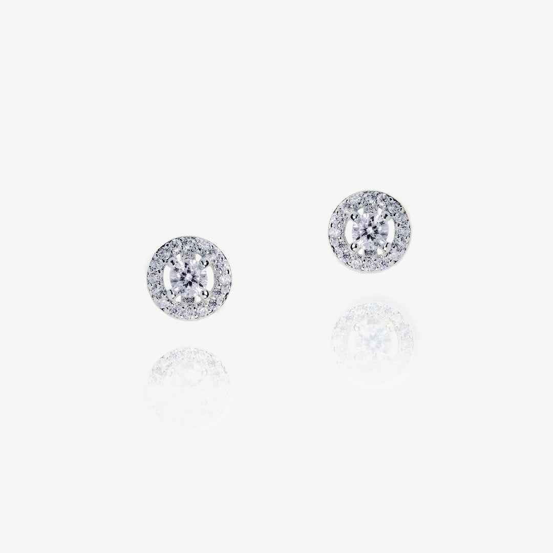 Boucles d'oreilles de mariée Balmoral solitaire zircon rhodium