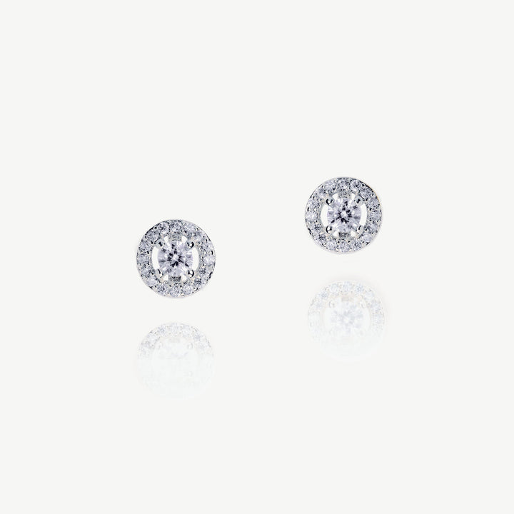 Boucles d'oreilles de mariée Balmoral solitaire zircon rhodium