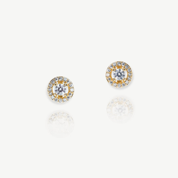 Boucles d'oreilles de mariée Balmoral solitaire zircon dorées
