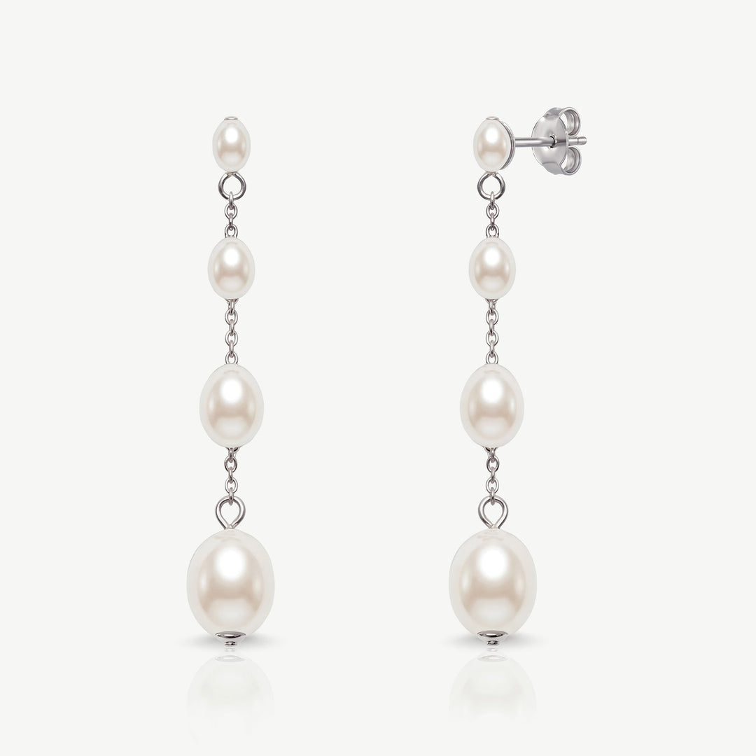 Boucles d'oreilles de mariée Burlington perles pendantes argent Ivory and co