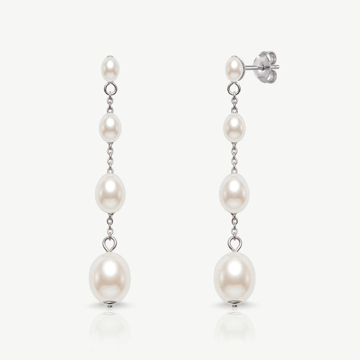 Boucles d'oreilles de mariée Burlington perles pendantes argent Ivory and co