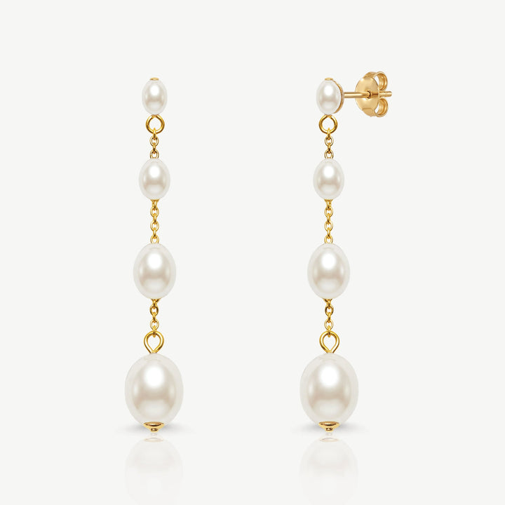 Boucles d'oreilles de mariée Burlington perles pendantes or Ivory and co