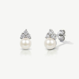 Boucles d'oreilles de mariée Classic Pearl – perle et zircon