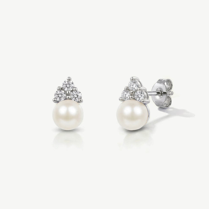Boucles d'oreilles de mariée Classic Pearl perle et zircon rhodium
