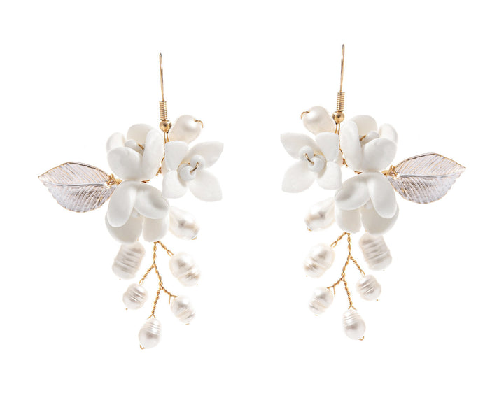 Boucles d'oreilles de mariée ER1001 – perles d'eau douce pendantes, dorées G.Westerleigh
