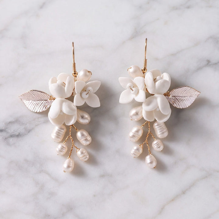 Boucles d'oreilles de mariée ER1001 – perles d'eau douce pendantes, dorées G.Westerleigh