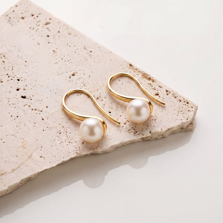 Boucles d'oreilles de mariée ER1040 – perle d'eau douce simple, dorées G.Westerleigh