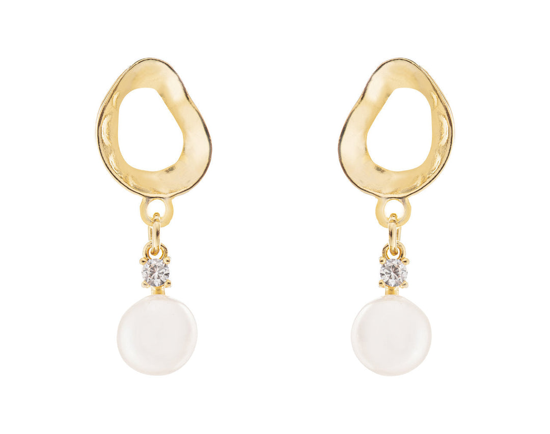 Boucles d'oreilles de mariée ER1041 – zircons et perle d'eau douce, dorées G.Westerleigh