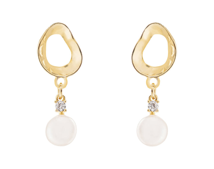 Boucles d'oreilles de mariée ER1041 – zircons et perle d'eau douce, dorées G.Westerleigh