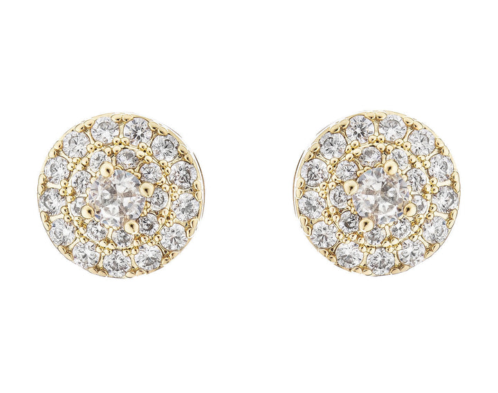 Boucles d'oreilles de mariée ER1756 – puces zircons rondes, dorées G.Westerleigh