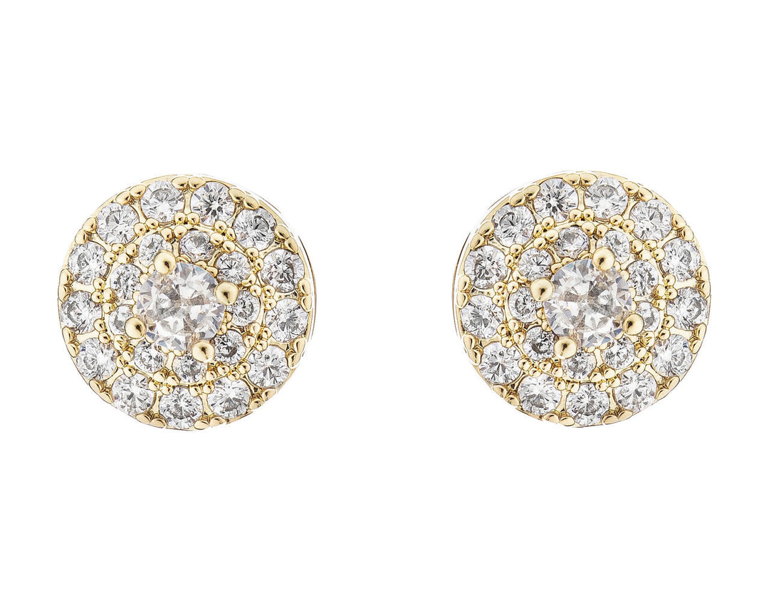 Boucles d'oreilles de mariée ER1756 – puces zircons rondes, dorées G.Westerleigh