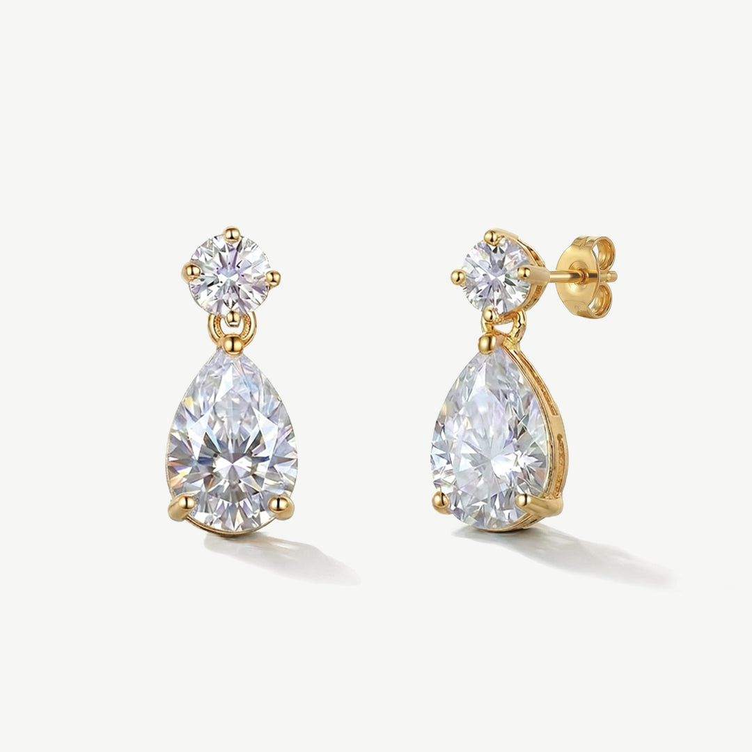 Boucles d'oreilles de mariée Imperial gouttes de zircons dorées