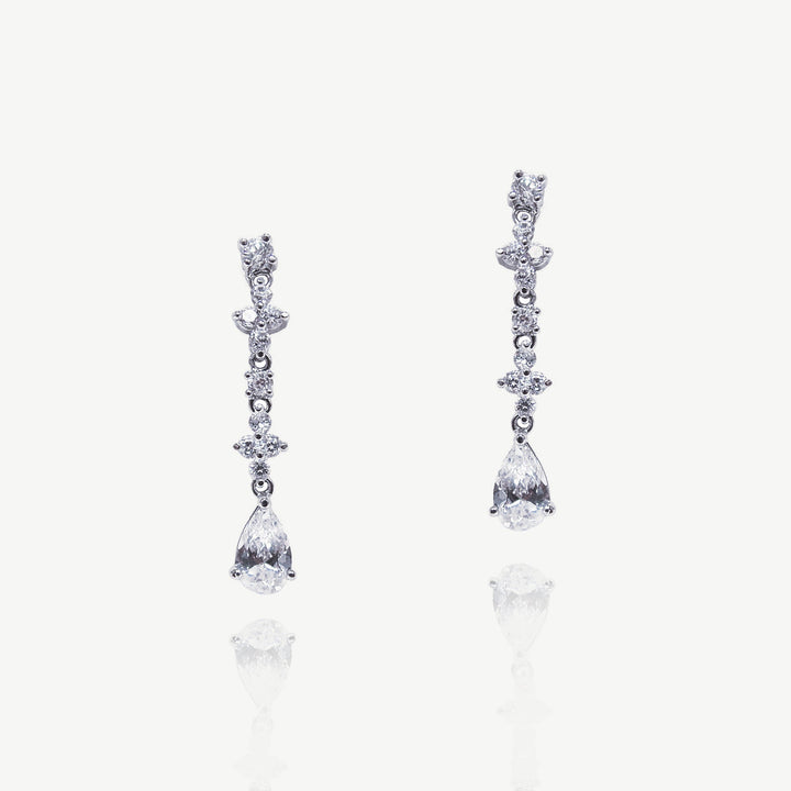 Boucles d'oreilles de mariée Kensington zircons vintage rhodium