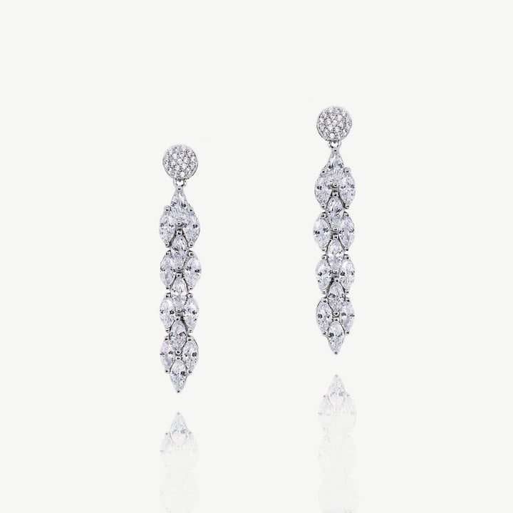Boucles d'oreilles de mariée Lincoln chevrons de zircons rhodium