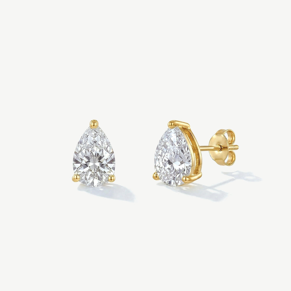 Boucles d'oreilles de mariée Manhattan zircon taille poire dorées
