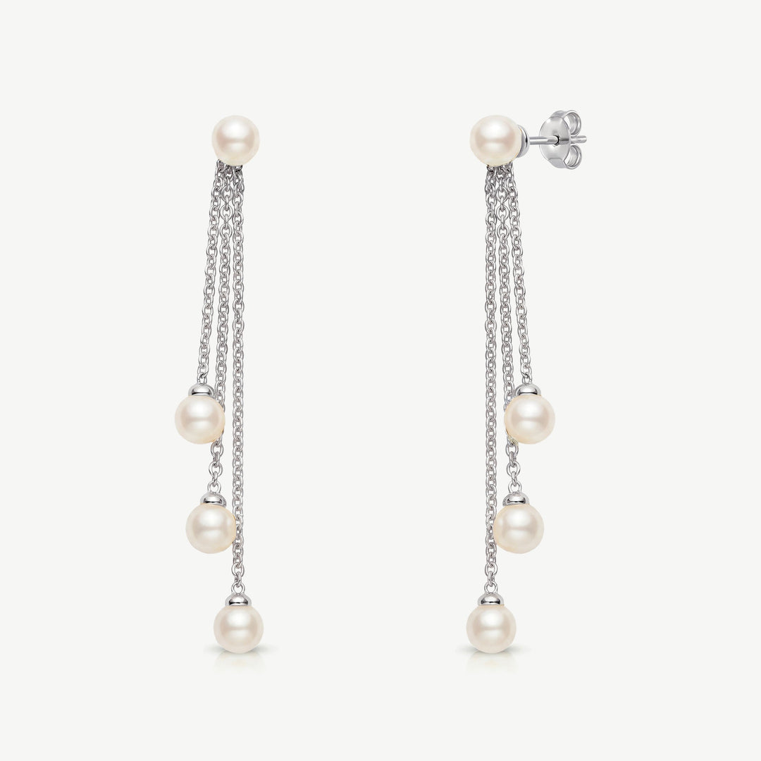 Boucles d'oreilles de mariée Montreal perles en cascade argent Ivory and co