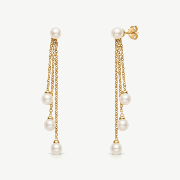 Boucles d'oreilles de mariée Montreal perles en cascade or Ivory and co