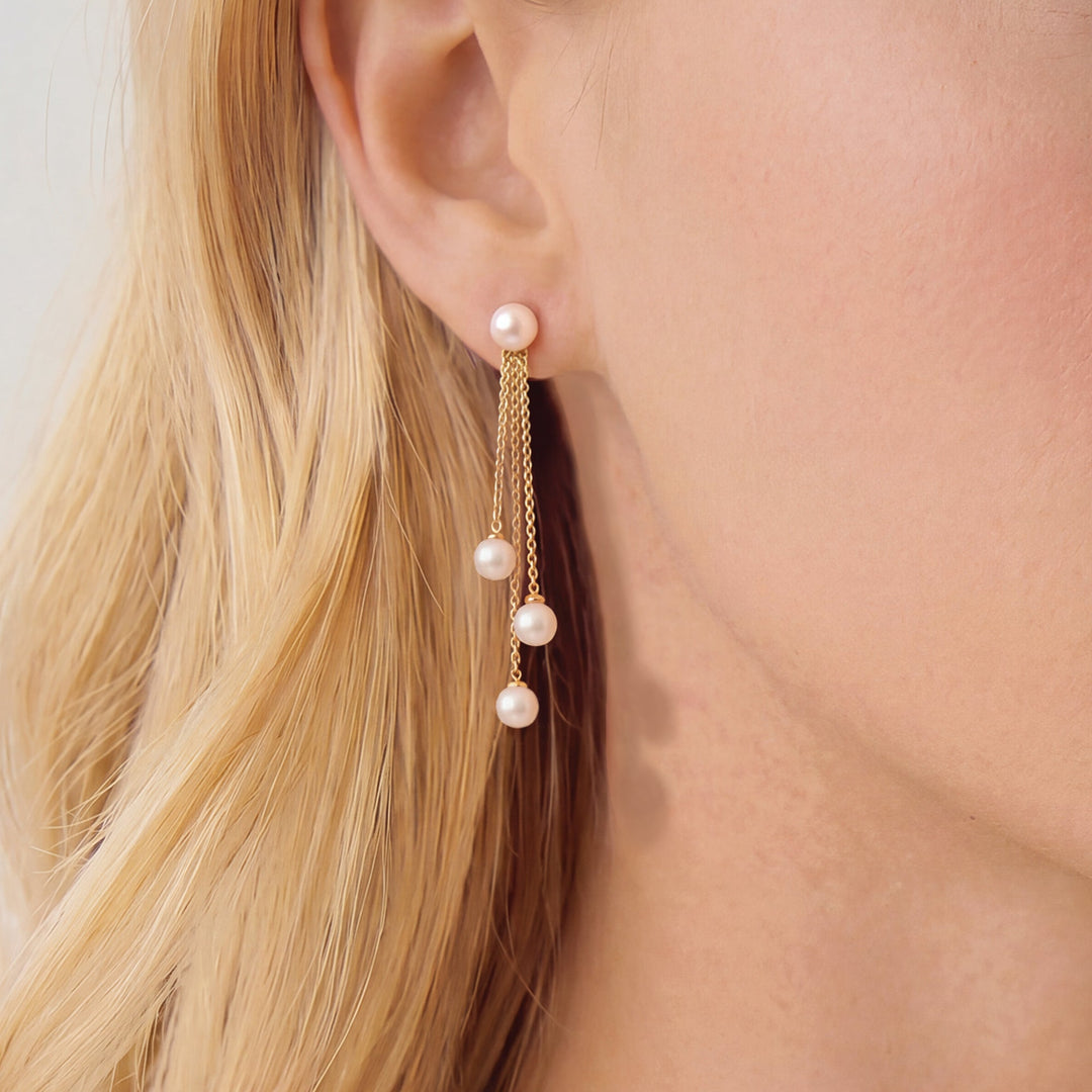 Boucles d'oreilles de mariée Montreal détail perles or Ivory and co