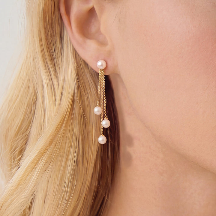 Boucles d'oreilles de mariée Montreal détail perles or Ivory and co