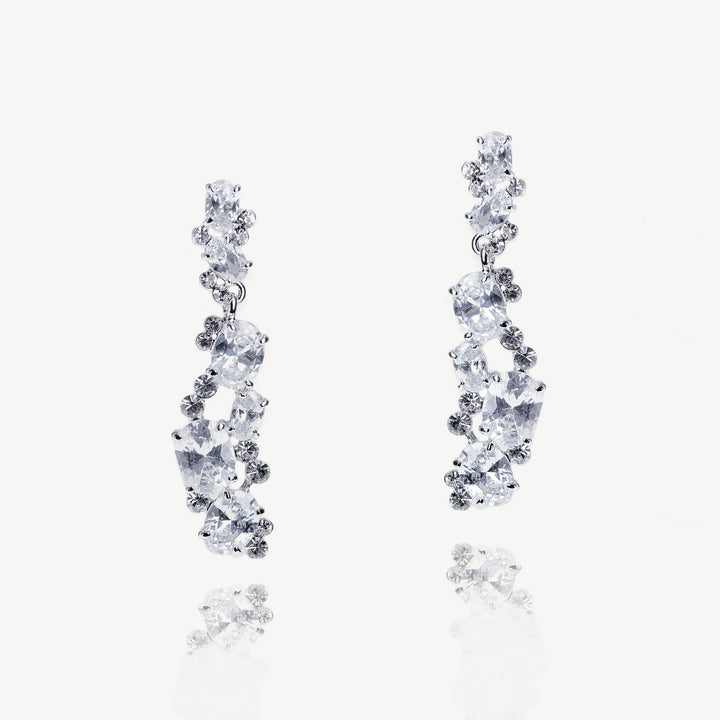 Boucles d'oreilles de mariée Peninsula grappe de zircons rhodium