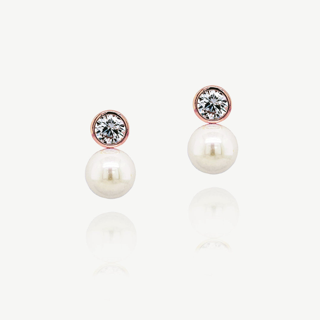 Boucles d'oreilles de mariée Portland or rose