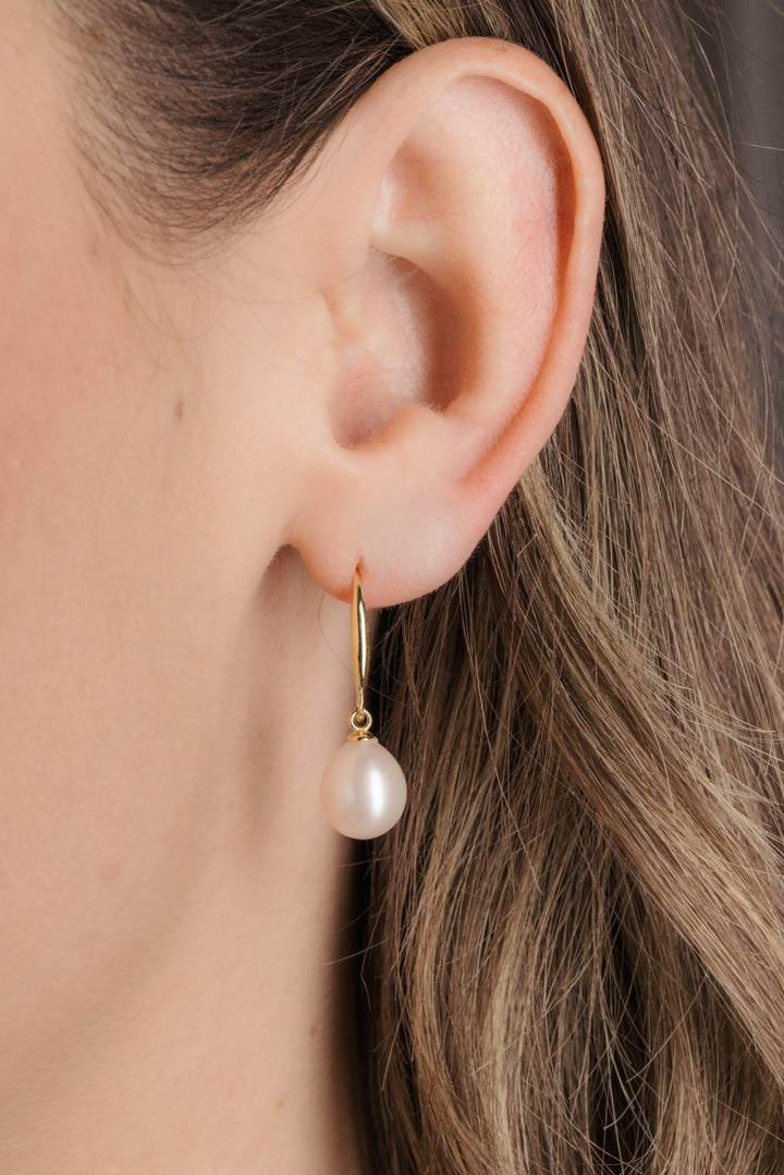 Boucles d'oreilles Porto perle goutte ivoire, finition or