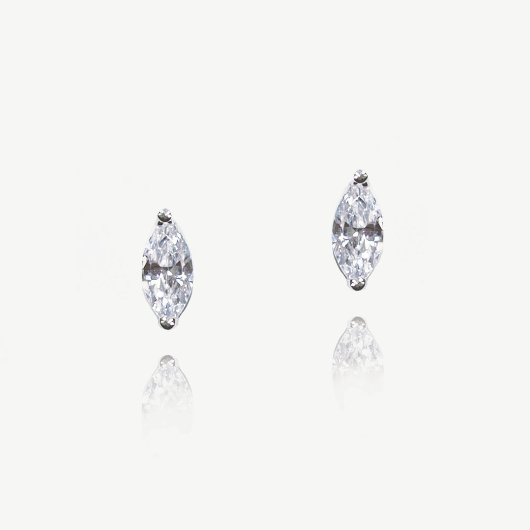 Boucles d'oreilles de mariée True Love zircons marquise rhodium