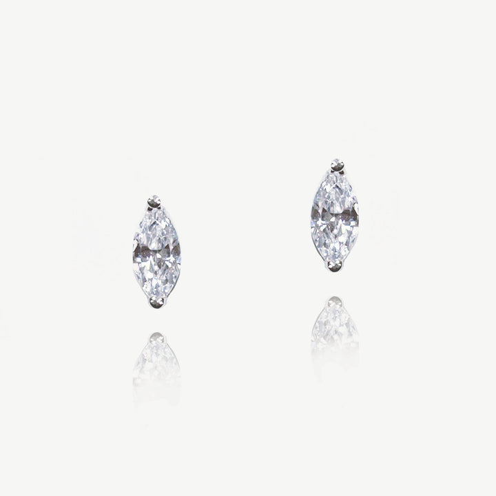 Boucles d'oreilles de mariée True Love zircons marquise rhodium