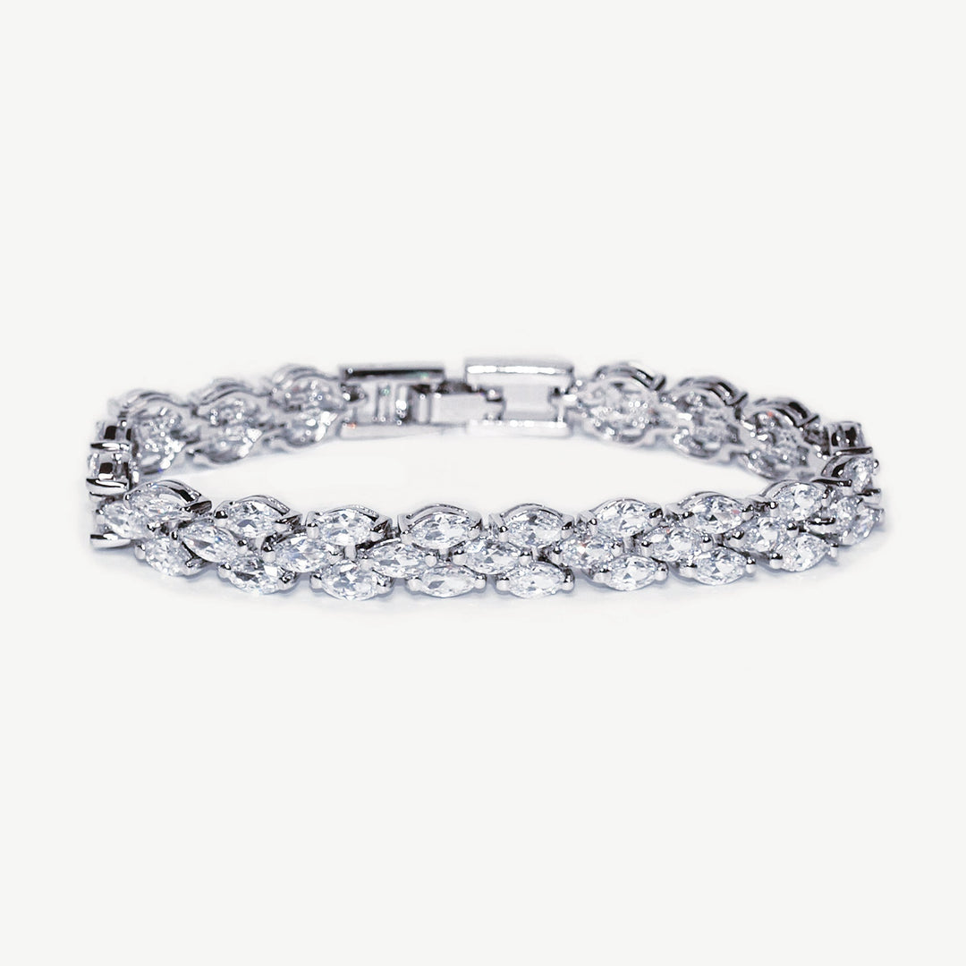 Bracelet de mariée Lincoln chevrons de zircons rhodium