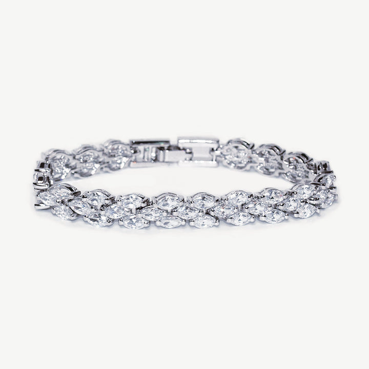 Bracelet de mariée Lincoln chevrons de zircons rhodium