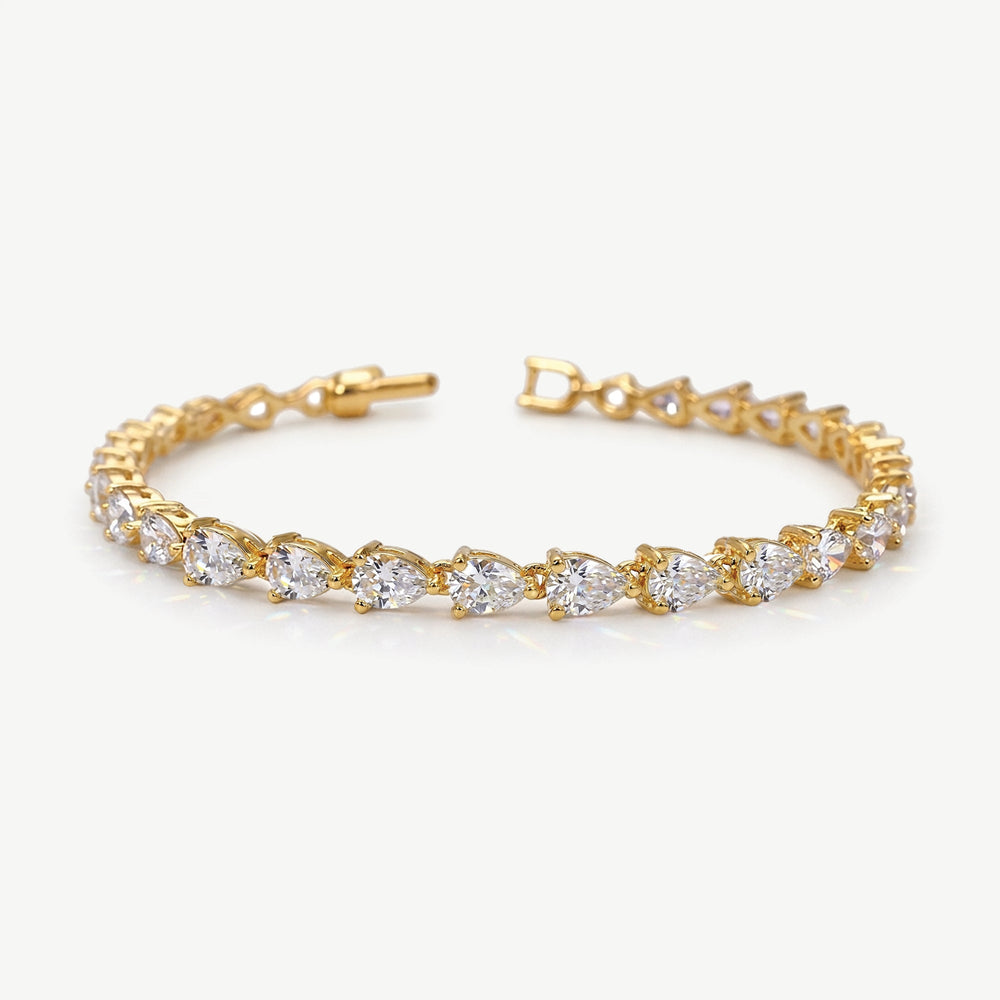 Bracelet de mariée Manhattan zircons taille poire doré
