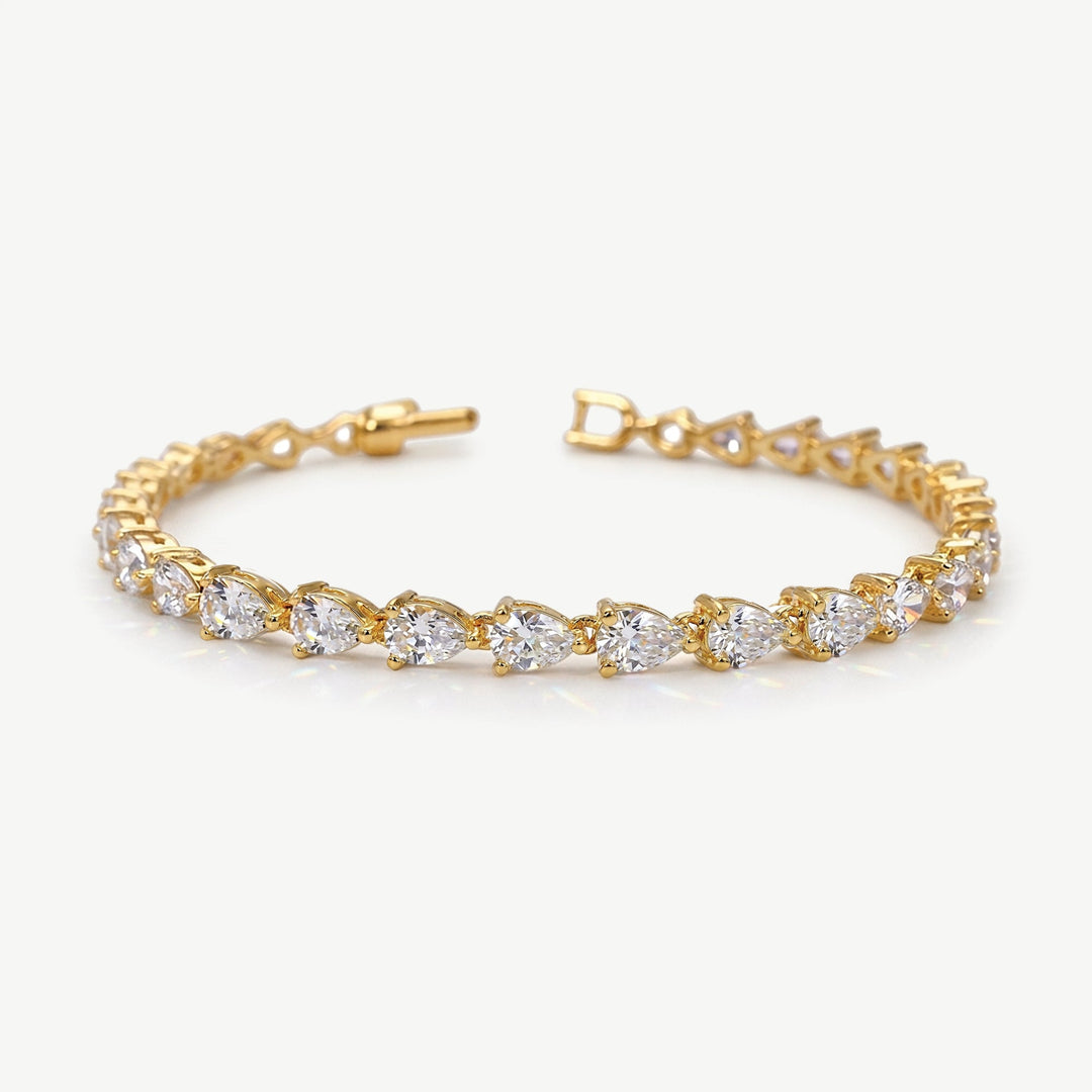 Bracelet de mariée Manhattan zircons taille poire doré