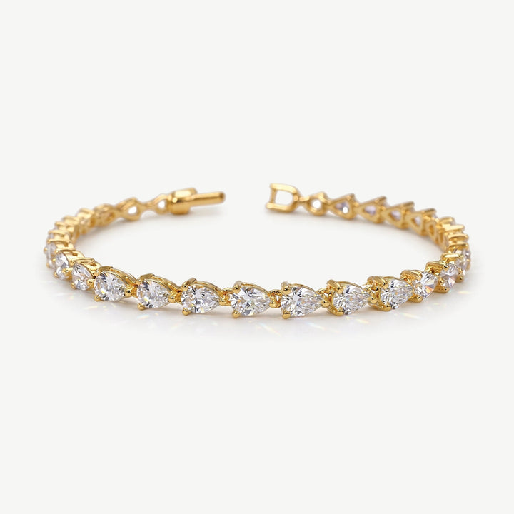 Bracelet de mariée Manhattan zircons taille poire doré